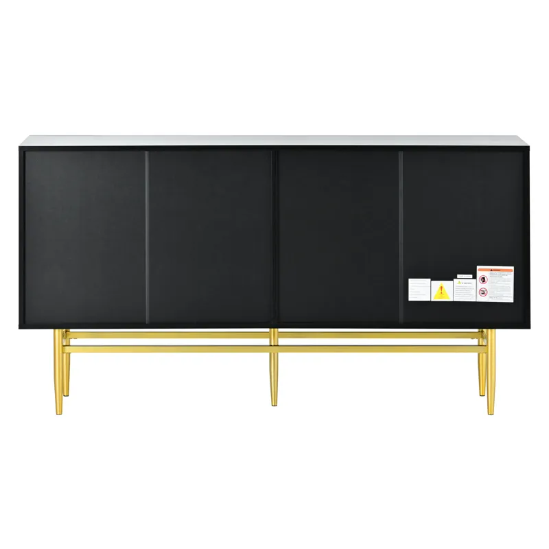 Modern Elegant 4 Door Sideboard Gold Metal Handle Buffet Cabinet For Dining Room, Living Room, Bedro