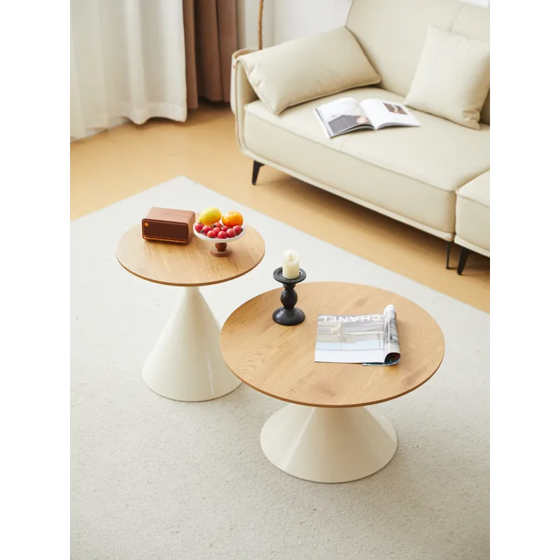 Round Coffee Table - Brown / White
