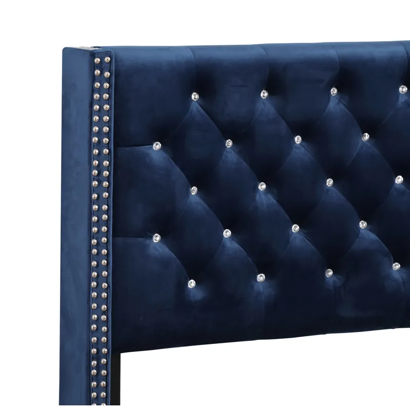 Julie - G1924-QB-UP Queen Upholstered Bed - Navy Blue