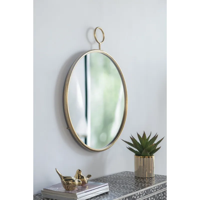 Circle Wall Mirror With Metal Frame, Accent Mirror For Living Room, Entryway, Office - Gold
