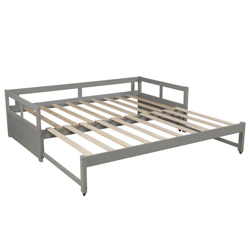 Extending Daybed With Trundle, Wooden Daybed With Trundle - Gray