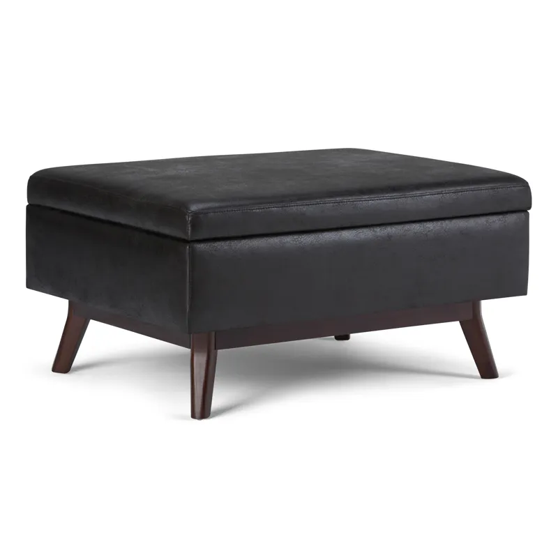 Owen - Coffee Table Storage Ottoman - Distressed Black