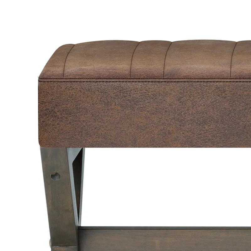 Salinger - Large Ottoman Bench - Distressed Chestnut Brown