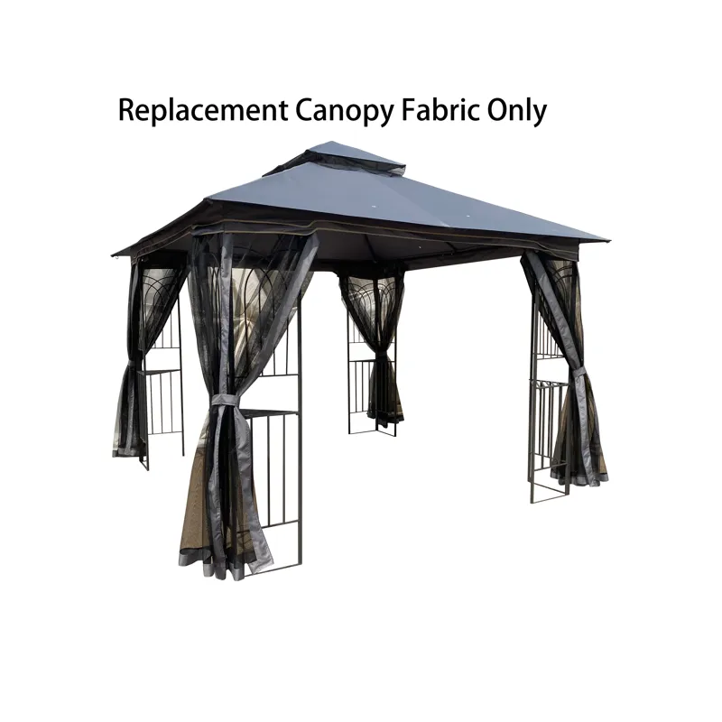 Patio Double Roof Gazebo Replacement Canopy Top Fabric - Gray