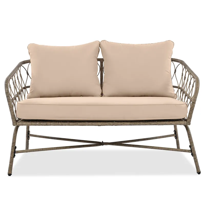 Bohemia-Inspired 4 Person Outdoor Seating Group With Removable Cushions, Conversation Patio Set With