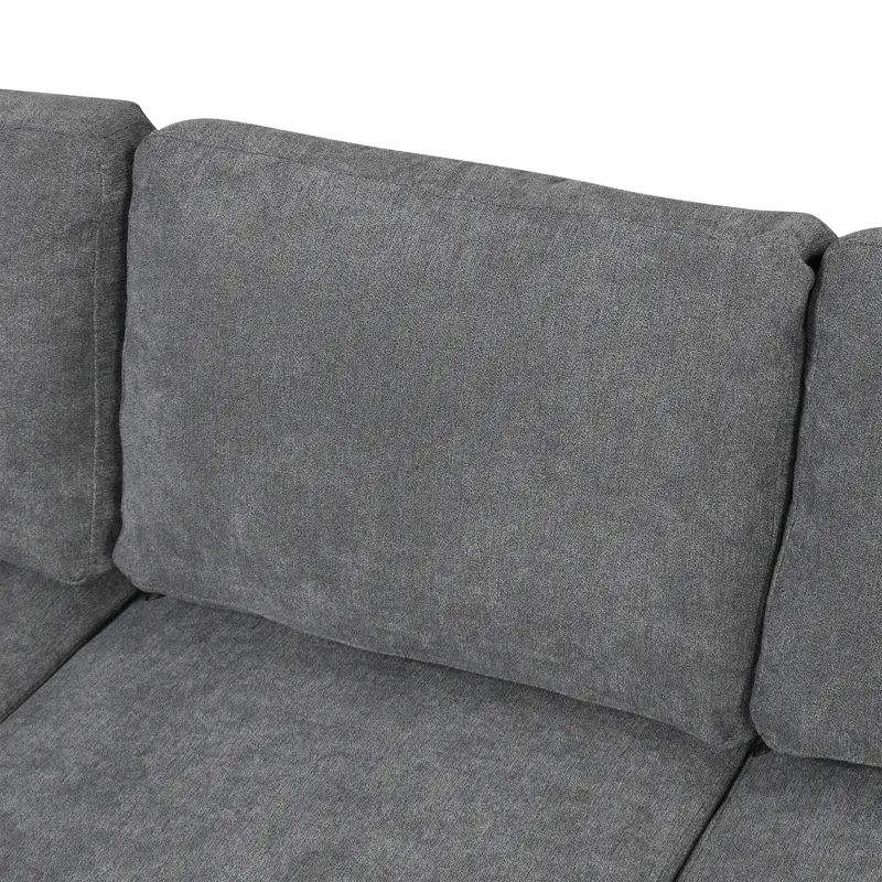 U-Shaped Sectional Sofa Pull-Out Sofa Bed With Two USB Ports, A Storage Chaise Lounge And Four Back 
