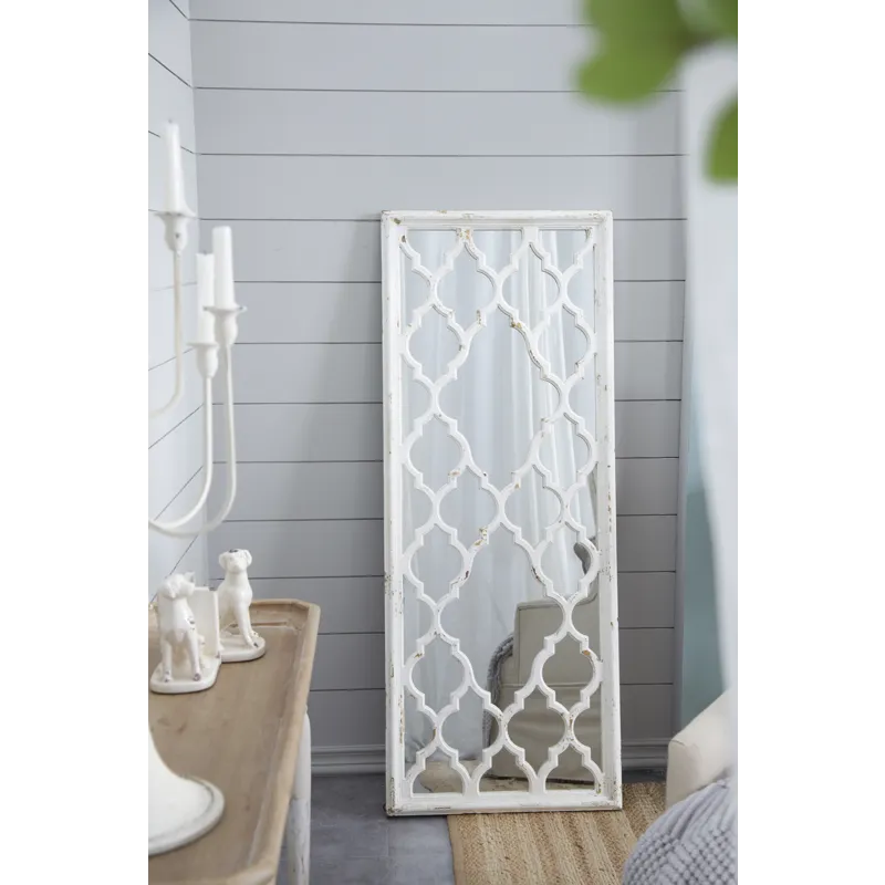 Distressed Floor Mirror, Full Body Mirror For Bathroom Bedroom Living Room - White
