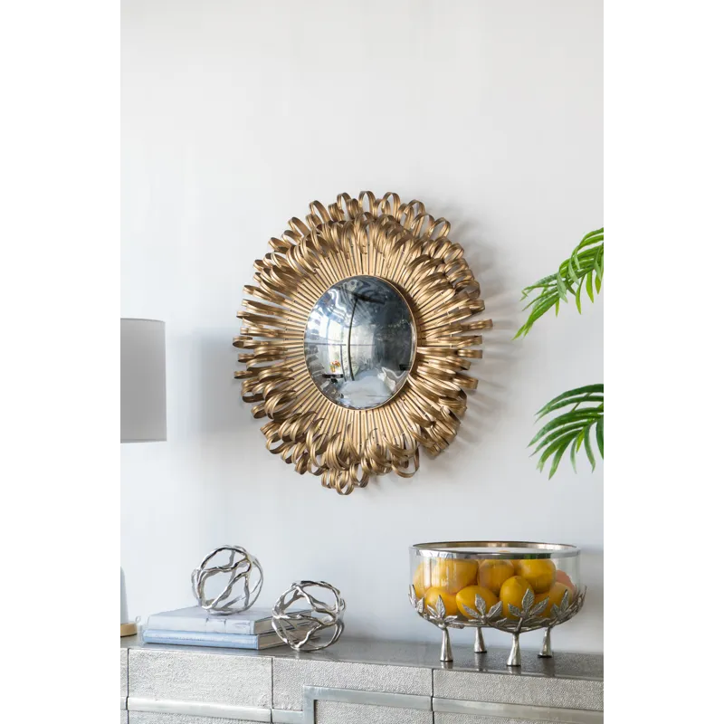 Sunburst Design Wall Mirror Decorative For Entryway, Modern Living Room - Golden