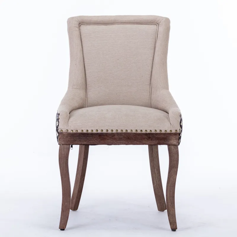 Ultra Side Dining Chair, Thickened Fabric Chairs With Neutrally Toned Solid Wood Legs, Bronze Nail H