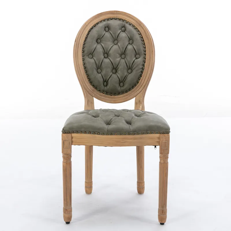 French Style Solid Wood Frame Antique Painting, Hand-Pulled Buckle Decoration PU Artificial Leather 