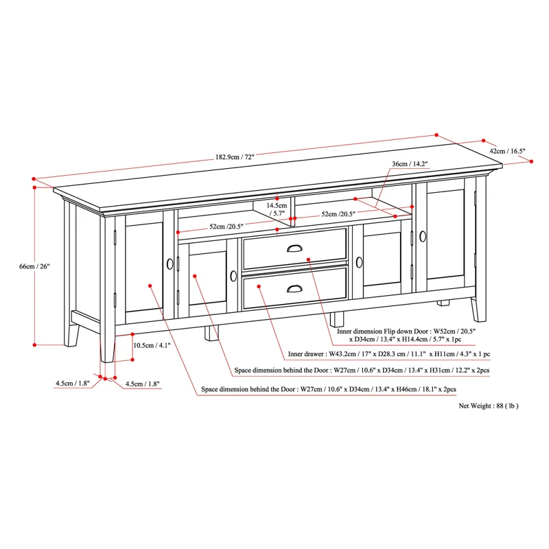 Redmond - 72\" TV Media Stand - Black