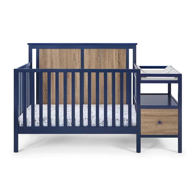 Connelly - 4-in-1 Crib and Changer Combo - Midnight Blue/Vintage Walnut
