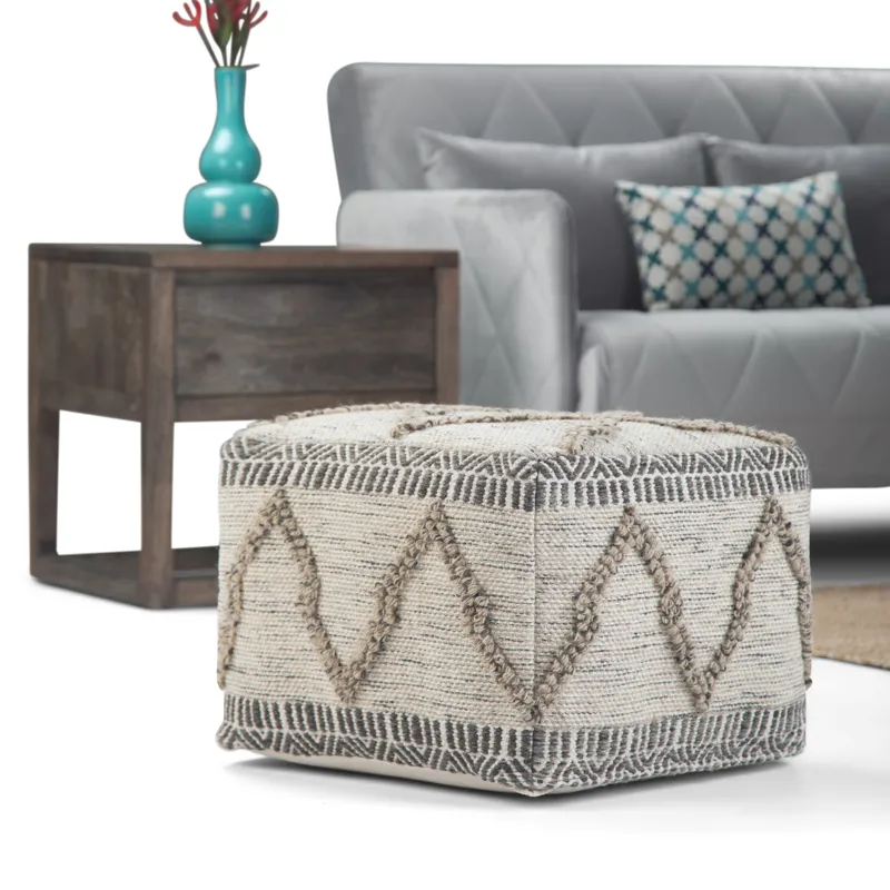 Sweeney - Square Pouf - Grey / Natural