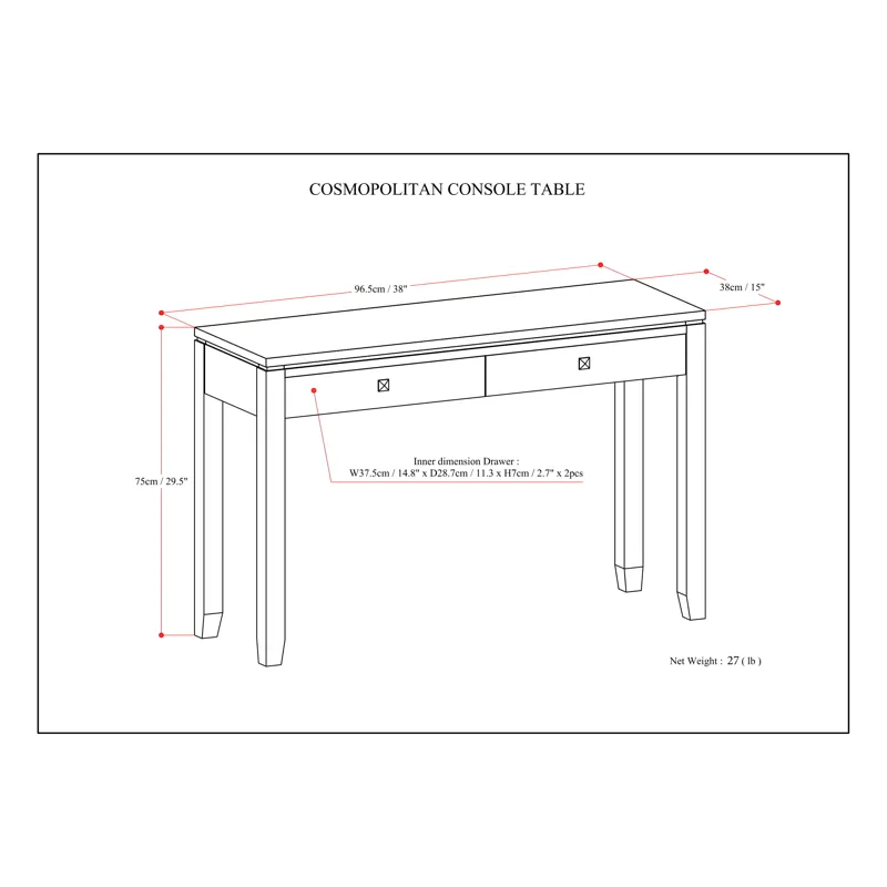 Cosmopolitan - Console Sofa Table - Mahogany Brown