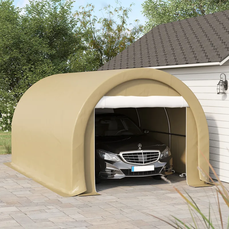 Outsunny - 10\' x 16\' Carport, Heavy Duty Portable Garage Storage Tent With Large Zippered Door, An