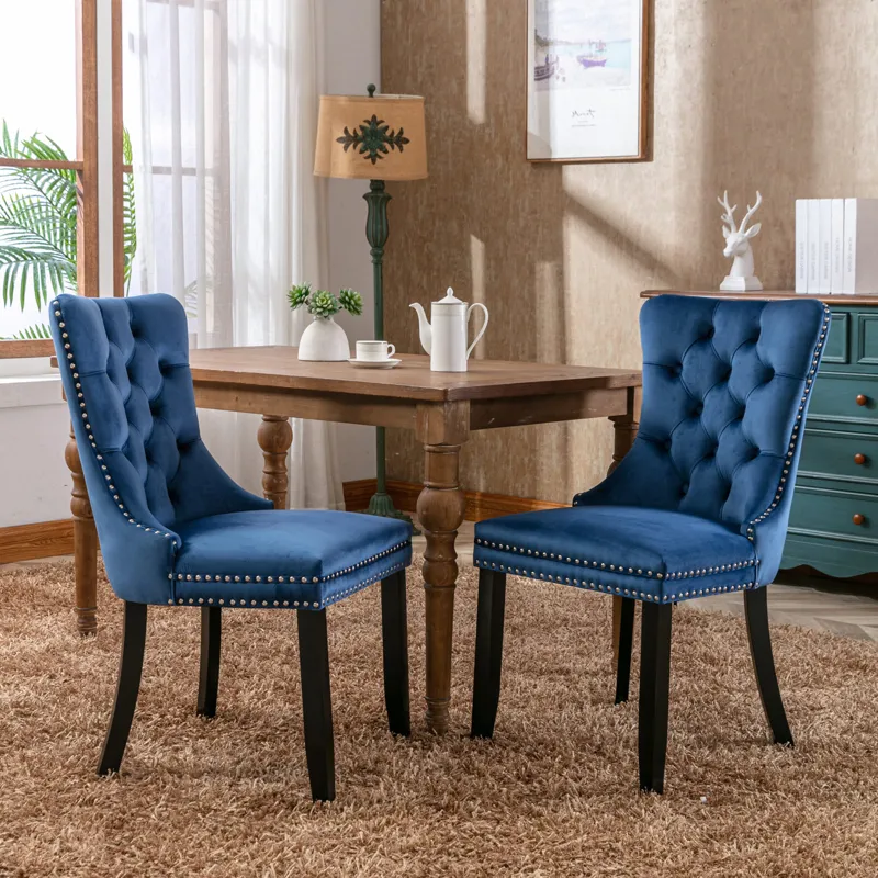 Nikki - Modern, High-End Tufted Solid Wood Contemporary Velvet Upholstered Dining Chair With Wood Le