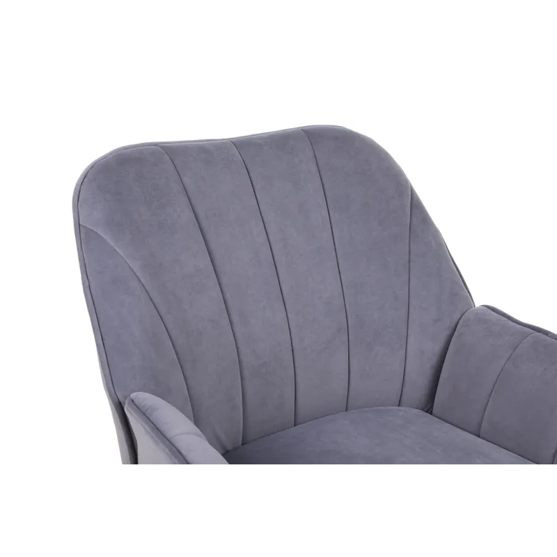 Modern Mid-Century Chair Velvet Sherpa Armchair For Living Room Bedroom Office - Gray