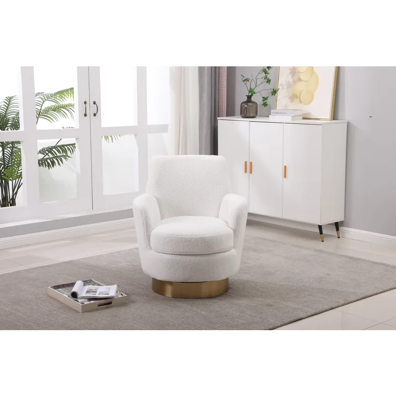 Teddy Swivel Barrel Chair, Swivel Accent Chairs Armchair For Living Room, Reading Chairs For Bedroom