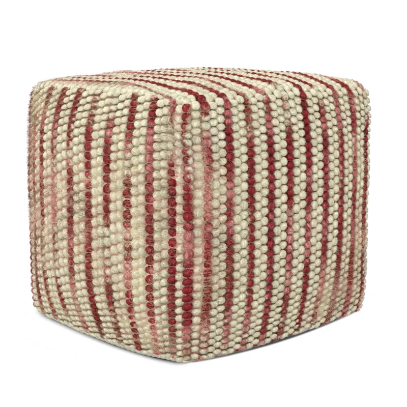 Zoey - Woven Cube Pouf - Maroon