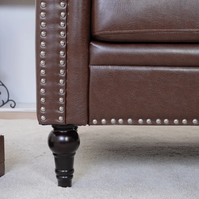 1 Seater Sofa For Living Room - Brown PU