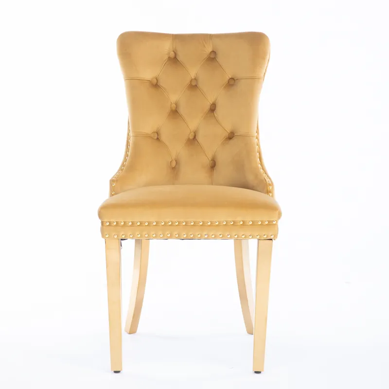 Nikki - Modern, High-End Tufted Solid Wood Contemporary Velvet Upholstered Dining Chair With Golden 