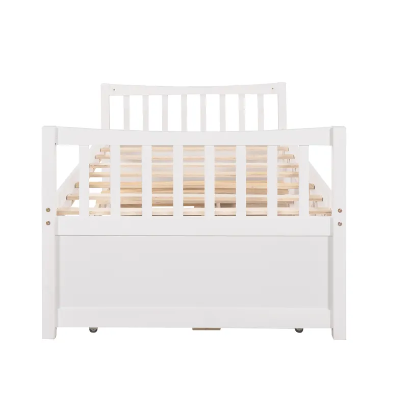Twin Size Daybed With Trundle And Drawers - White