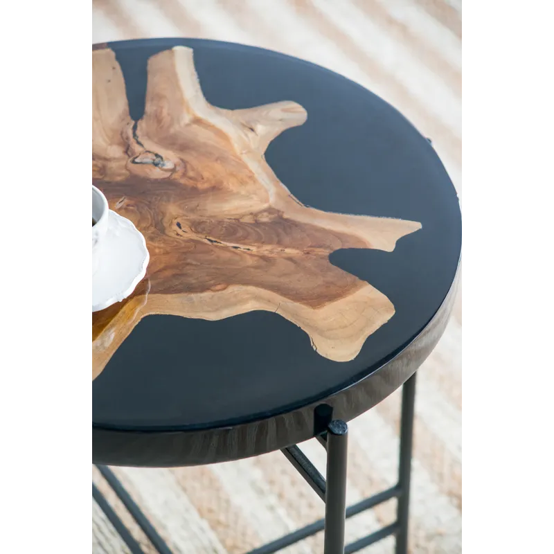 Side Table - Black / Brown