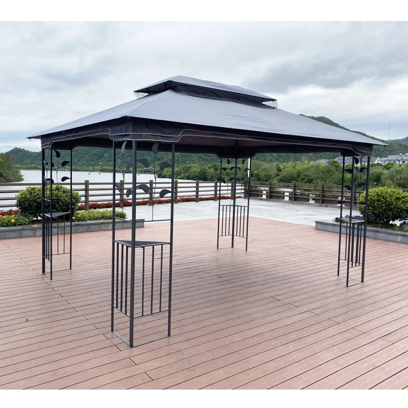 Outdoor Patio Gazebo Canopy Tent With Ventilated Double Roof And Mosquito Net (Detachable Mesh Scree
