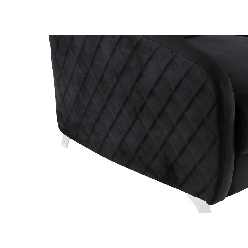 Sofia - Velvet Modern Chic Loveseat Couch - Black