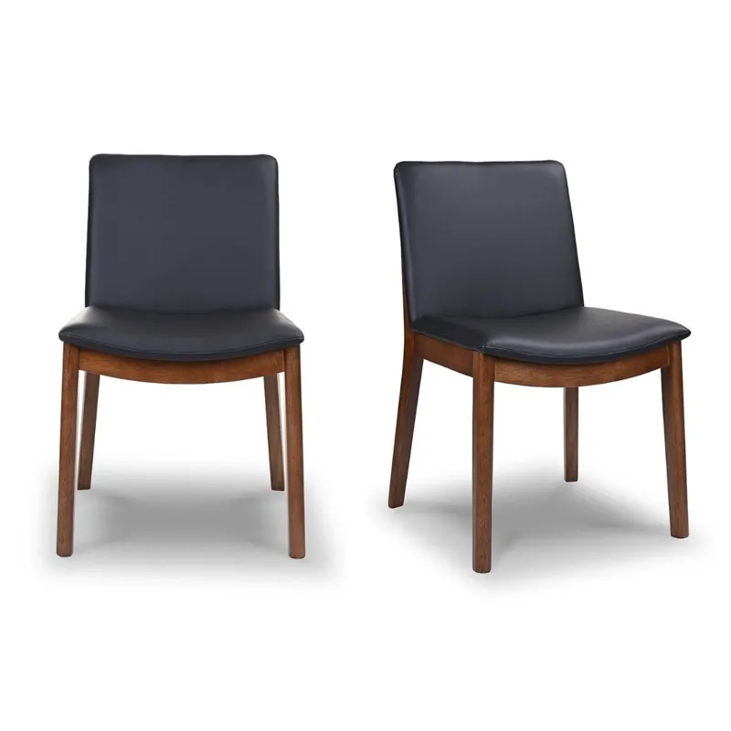 Laura - Mid-Century Modern Solid Wood Dining Chair (Set of 2) - Black