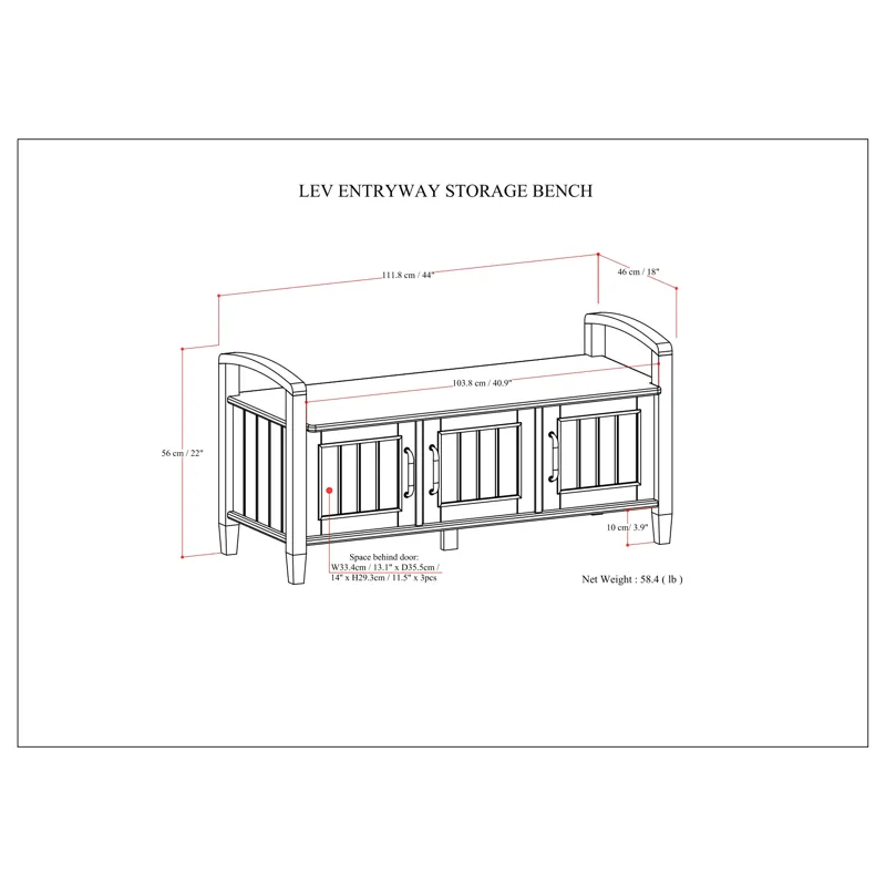 Lev - Entryway Storage Bench - Smoky Brown