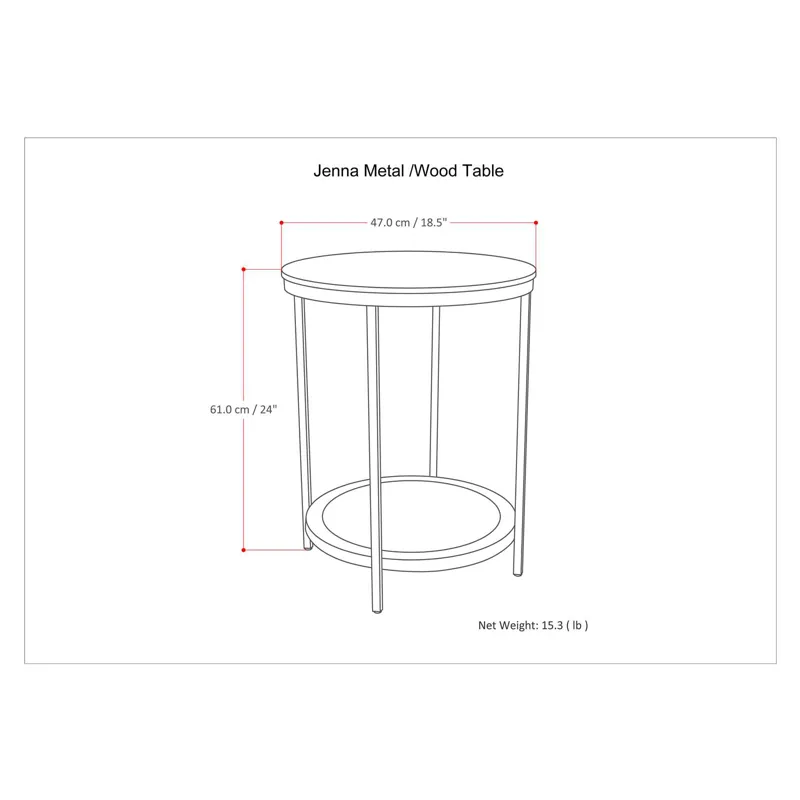 Jenna - Round Side Table - Warm Grey
