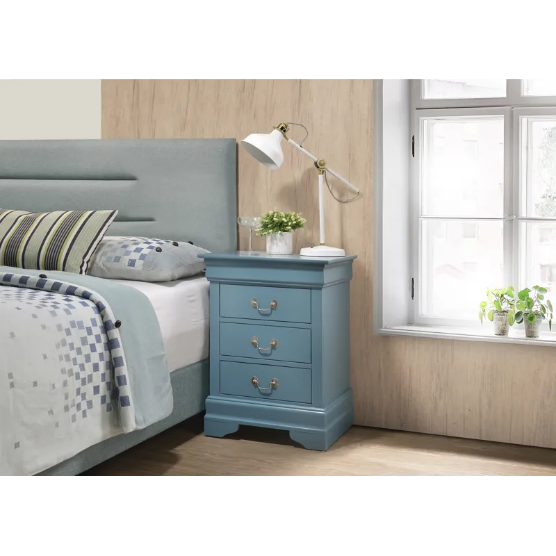 Louis Phillipe - G3180-3N 3 Drawer Nightstand - Teal