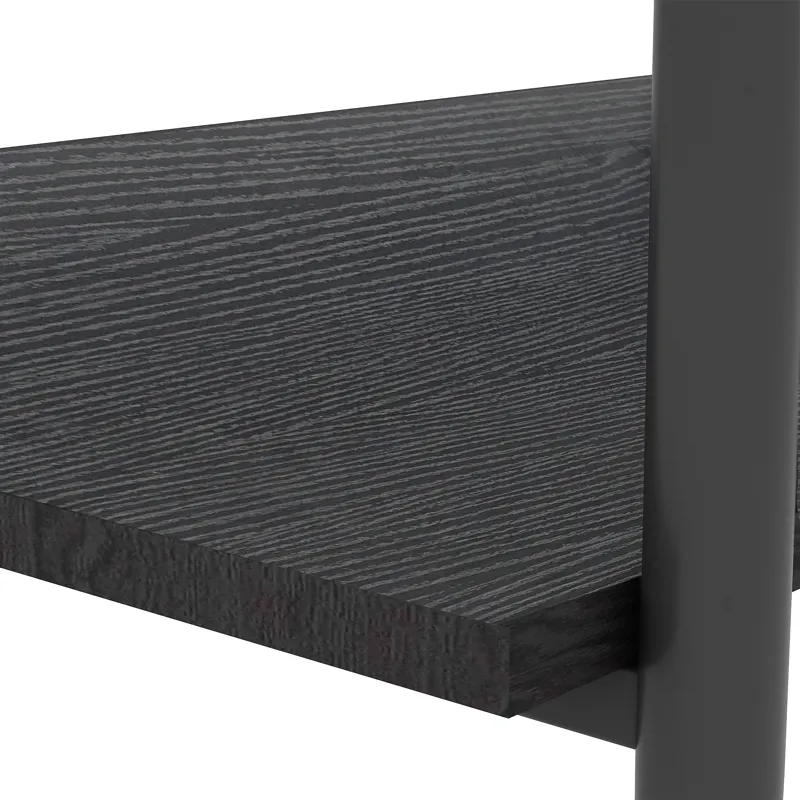 Rectangle Coffee Table With Tempered Glass Top, Modern Table For Living Room - Gray / Black