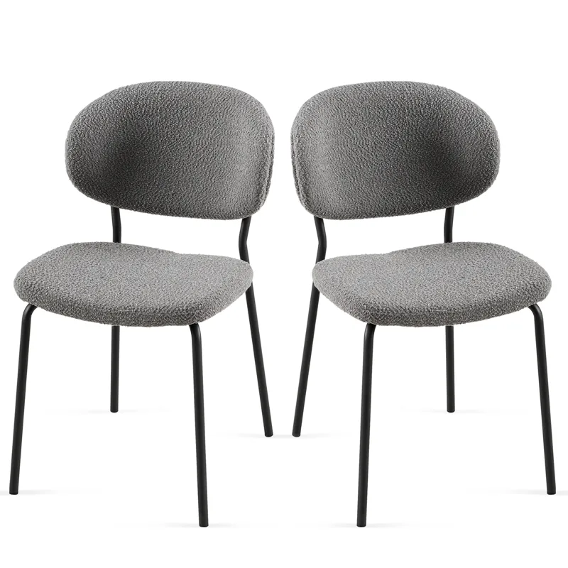 Boucle Dining Chairs, Dining Chairs With Metal Legs For Dining Room, Kitchen, Living Room (Set of 2)