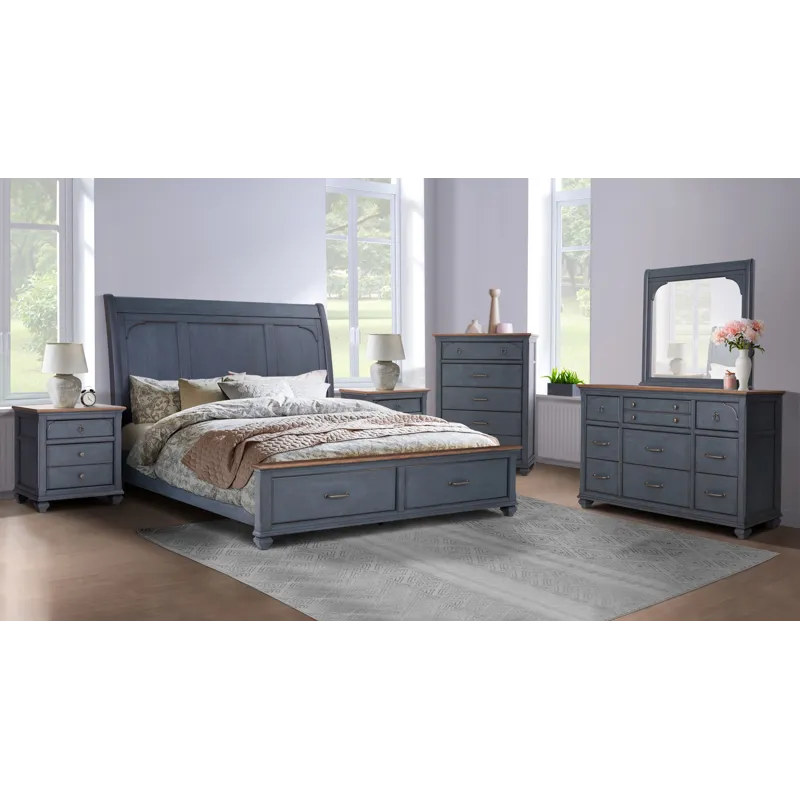 Americana - King Bed - Corduroy Blue