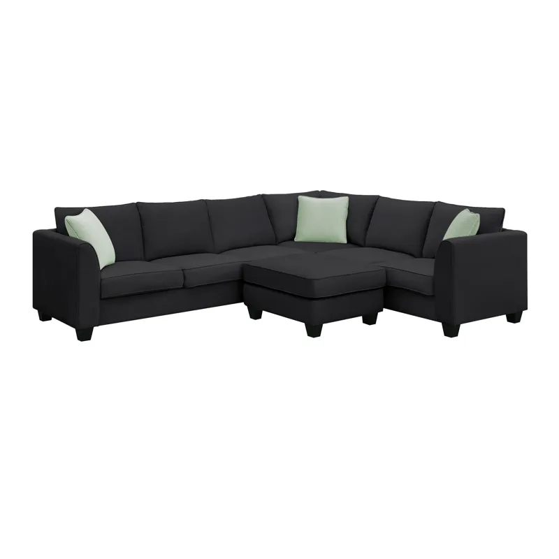 Sectional Sofa Couches Living Room Sets, 7 Seats Modular Sectional Sofa With Ottoman, L Shape Fabric