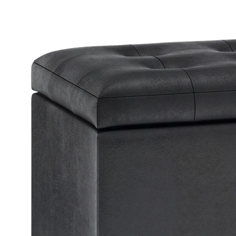 Cosmopolitan - Storage Ottoman - Distressed Black
