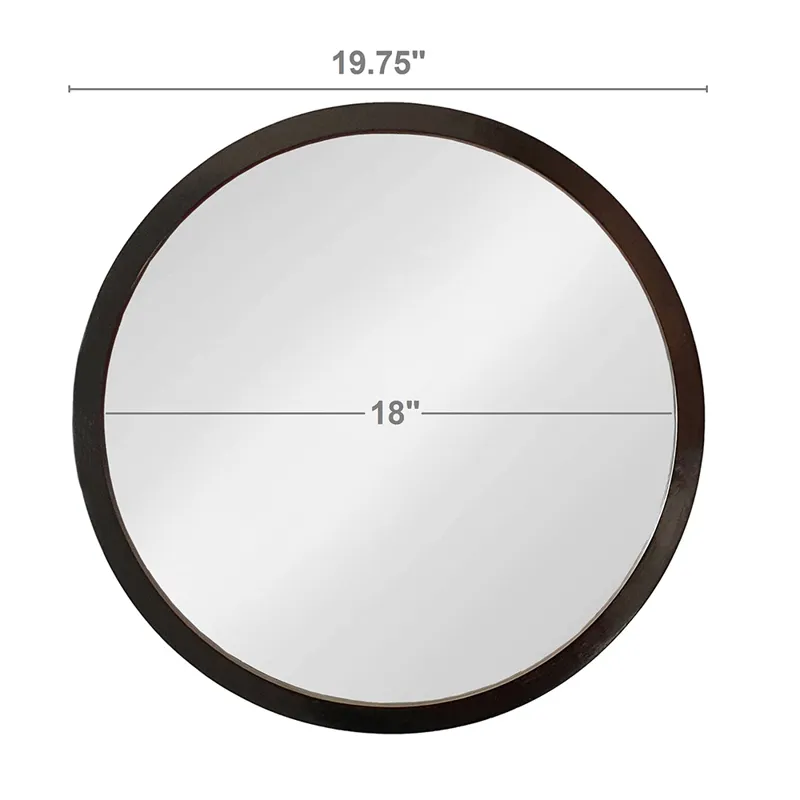 Circle Wall Mirror With Wooden Frame, Wall Mirror For Living Room - Black