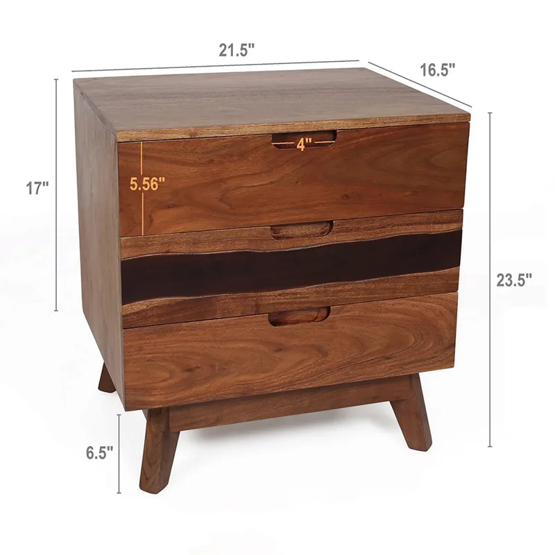 Elegant Design Nightstand - Natural Brown