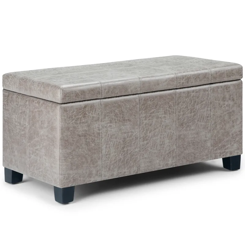 Dover - Storage Ottoman Bench - Distressed Grey Taupe