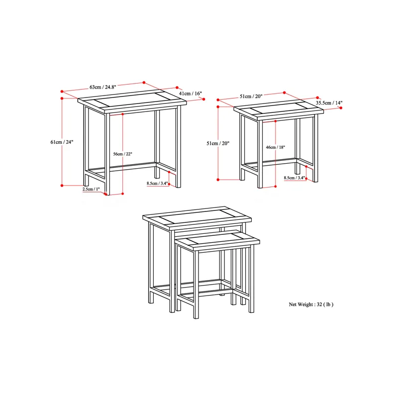 Skyler - 2 Pc Nesting Side Table - Dark Cognac Brown