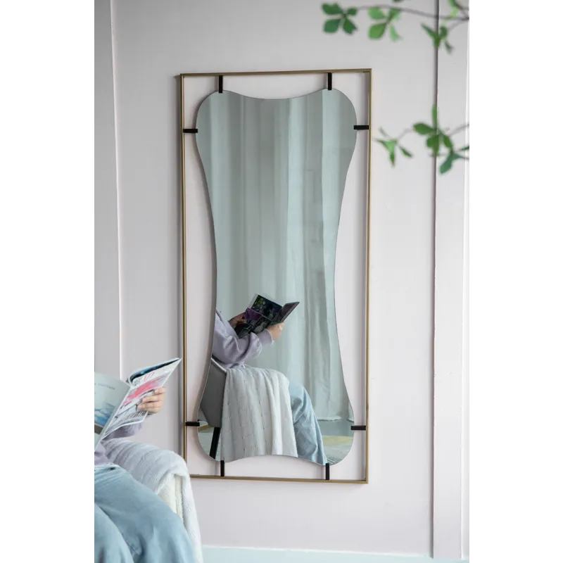 Poppy Mirror With Metal Frame Contemporary Design Wall Decor For Bathroom, Entryway - Golden Black
