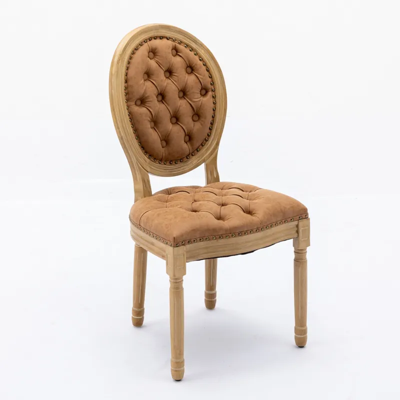 French Style Solid Wood Frame Antique Painting, Hand-Pulled Buckle Decoration PU Artificial Leather 