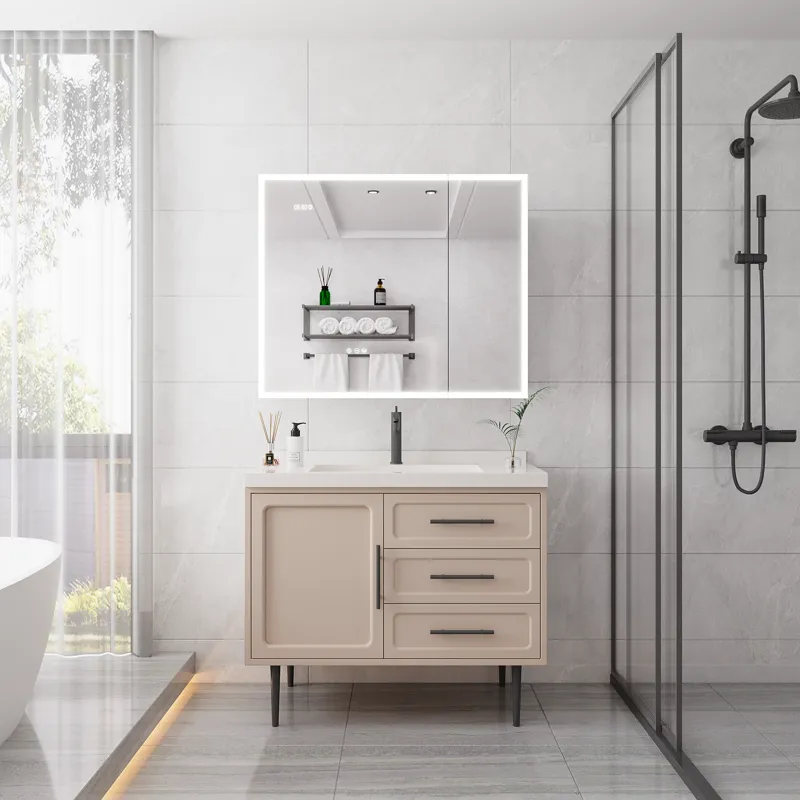 Bathroom Medicine Cabinet With Lights, 36×30" LED Medicine Cabinet With Mirror, Double Door Lighted Medicine Cabinet With Defogger, Dimmer, Clock & Temp Display, 2 Outlets & USB Ports - Silver