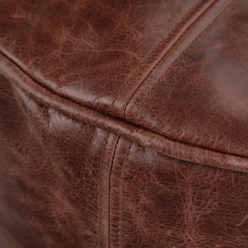 Connor - Round Pouf - Distressed Brown