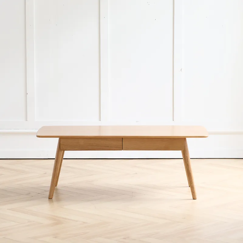 Low Table, Coffee Table With Storage Shelf - Natural