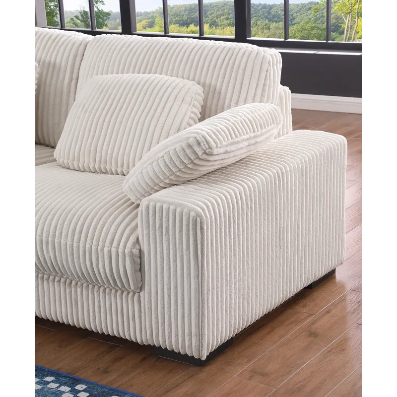 Nadine - 155.5\"W Beige Corduroy Corner Sectional Sofa With Left-Facing Chaise