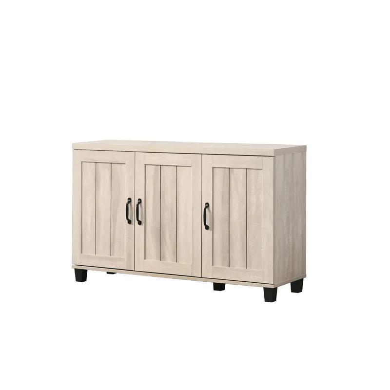Corby - Oak Finish 3-Door Shoe Cabinet - Dusty Gray