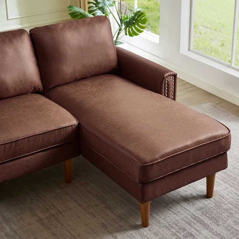 L-Shape Sofa Couch With Chais Mid-Century, Strong Leg And Design That Will Complement Any Living Spa